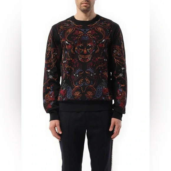 NWT Men’s Alexander McQueen Victorian Emb Skull Embroidered Crewneck Sweater - Picture 7 of 14